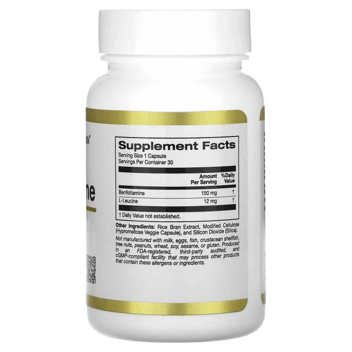 California Gold Nutrition, бенфотиамин, 150 мг, 30 растительных капсул