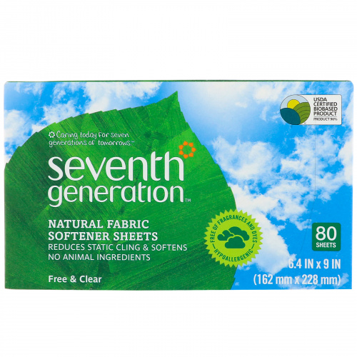 Seventh Generation, Натуральная мягкая ткань, Free & Clear, 80 шт.