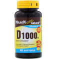 Mason Natural, Витамин D, 1000 МЕ, 60 мягких таблеток