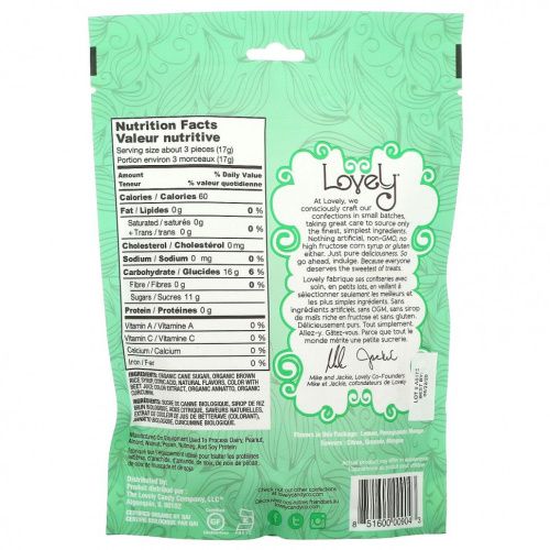 Lovely Candy, Органические леденцы, тропические, 142 г (5 унций)