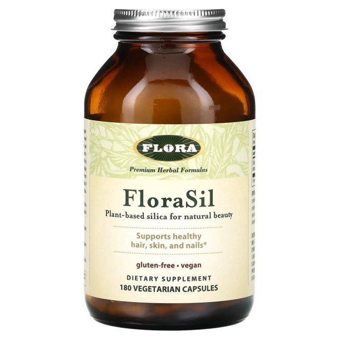 Flora, FloraSil, Диоксид кремния на растительной основе для естественной красоты, 180 вегетарианских капсул