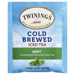 Twinings, холодный чай со льдом, зеленый чай, несладкий, с мятой, 20 порционных чайных пакетиков, 40 г (1,41 унции)