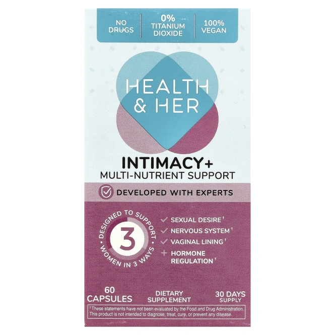 Health and Her, Intimacy +, поддержка нескольких питательных веществ, 60 капсул