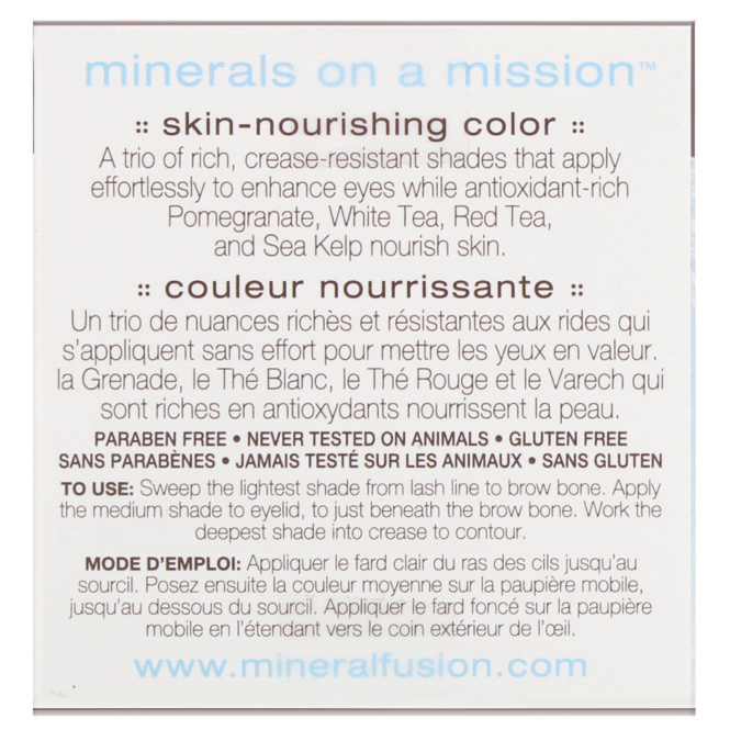Mineral Fusion, Трио теней для век с нежными оттенкам, 3 г