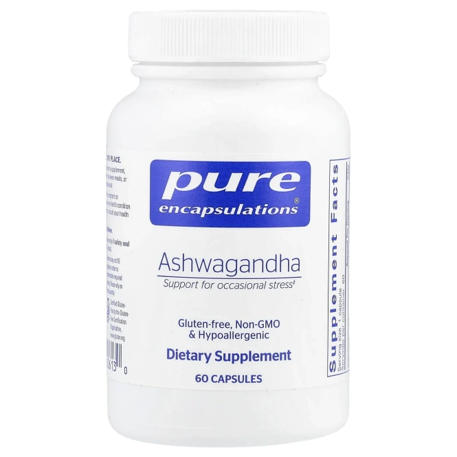 Pure Encapsulations, Ашваганда, 60 капсул (500 мг на капсулу)