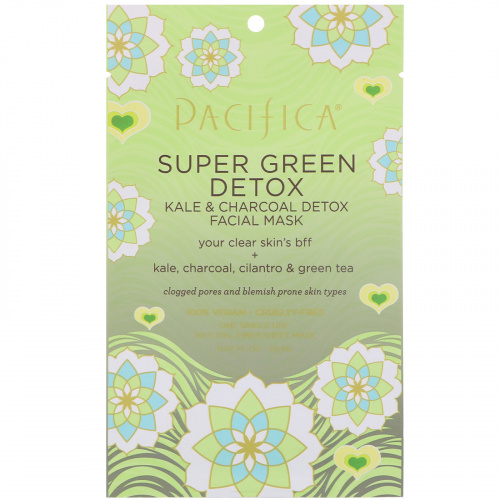 Pacifica, Super Green Detox, маска для очищения лица с капустой и углем, 0,67 ж. унц. (20 мл)