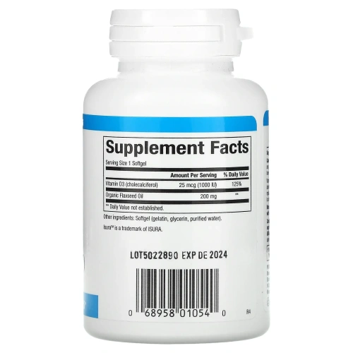 Natural Factors, витамин D3, 25 мкг 1000 МЕ, 180 капсул