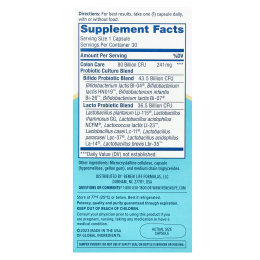 Renew Life, пробиотик для ухода за кишечником, 80 млрд живых культур, 30 вег. капсул