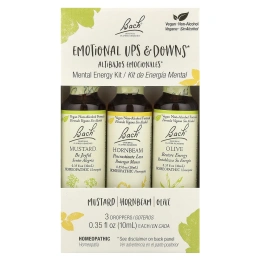 Bach, Original Flower Remedies, набор для поддержания психической энергии, эмоциональные взлеты и падения, 3 пипетки, по 10 мл (0,35 жидк. унц.)