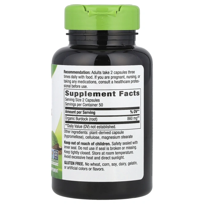 Nature's Way, Корень лопуха, 475 мг, 100 растительных капсул