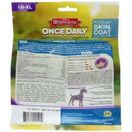 The Missing Link, Once Daily, чудо-пища, жевательный продукт, полезный для зубов, шерсти, кожного покрытия, подходит большим и очень большим собакам, 14 шт. 1,1 фунт (0,5 кг)