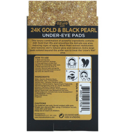 Azure Kosmetics, Роскошные патчи под глаза для упругости кожи, 24-каратное золото и черный жемчуг, 5 пар