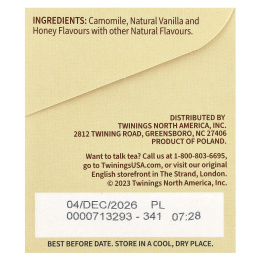 Twinings, Ароматизированный травяной чай, ромашка, мед и ваниль, без кофеина, 20 чайных пакетиков, 32 г (1,13 унции)