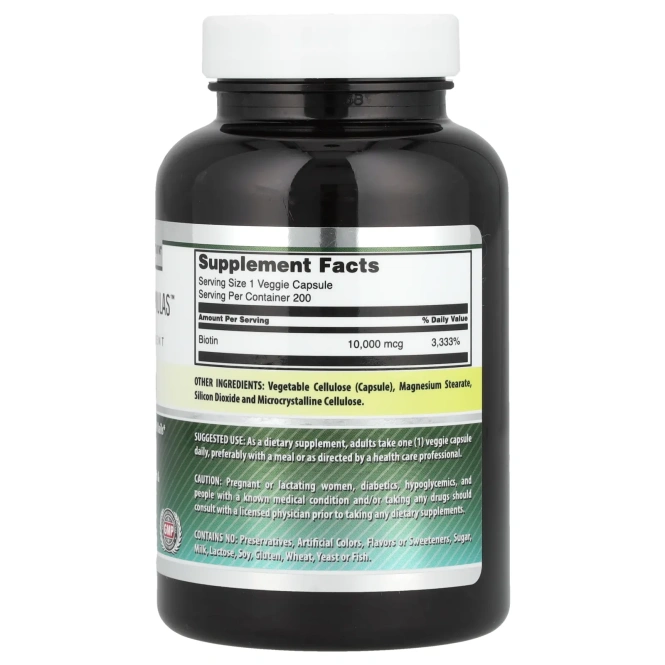 Amazing Nutrition, Биотин, 10 000 мкг, 200 капсул