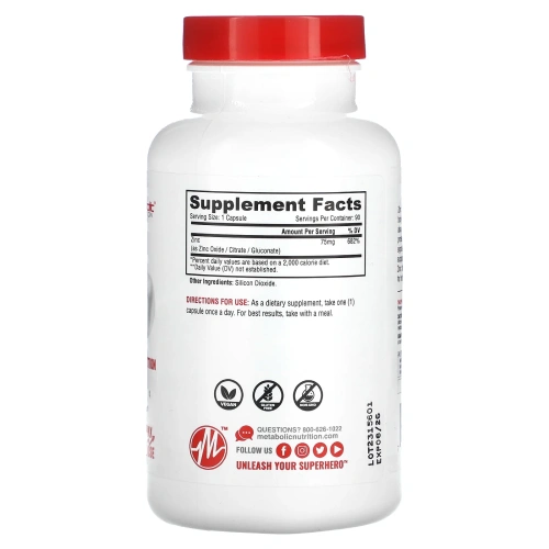 Metabolic Nutrition, Цинк`` 90 капсул