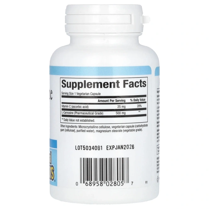 Natural Factors, L-карнозин, 500 мг, 60 вегетарианских капсул