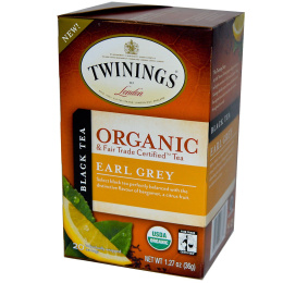 Twinings, Органический черный чай, Earl Grey, 20 пакетиков, 1,27 унции (36 г)