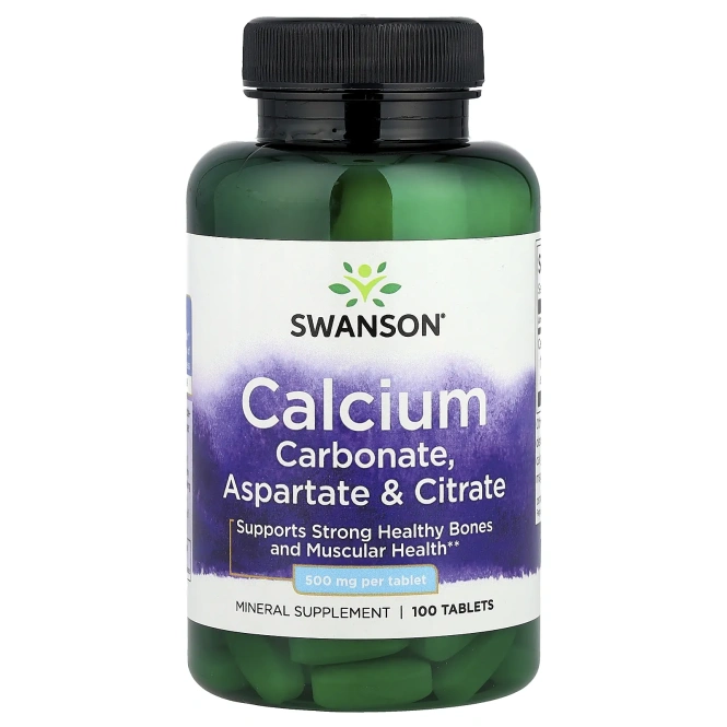 Swanson, Карбонат кальция, аспартат и цитрат, 500 мг, 100 таблеток