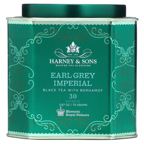 Harney & Sons, Эрл грей империал, черный чай с бергамотом, 30 пакетиков по 2,35 унции (66 г)