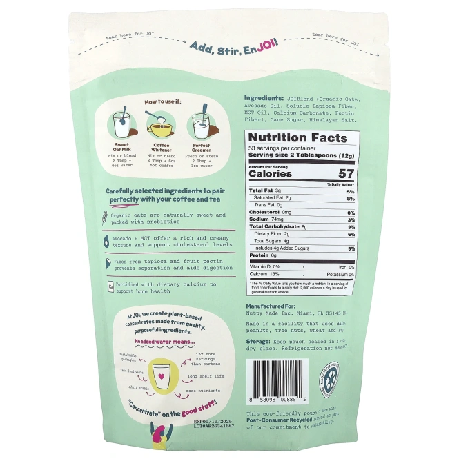 JOI, овсяные сливки, оригинальные, 644 г (1,42 фунта)