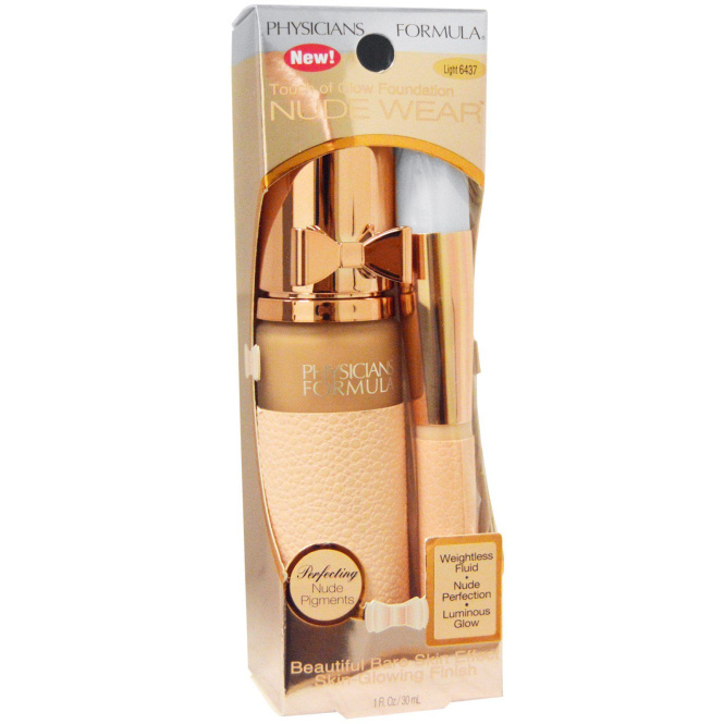 Physicians Formula, Nude Wear, Glowing Nude Foundation, Light, 1.0 fl. oz., 30 ml.