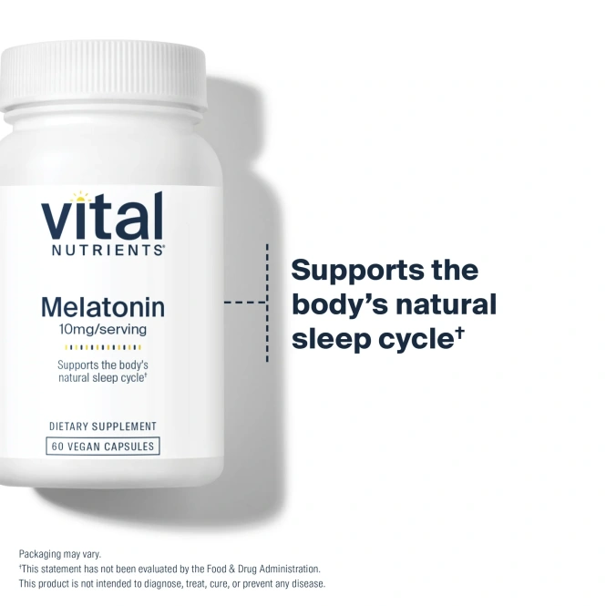 Vital Nutrients, мелатонин, 10 мг, 60 веганских капсул