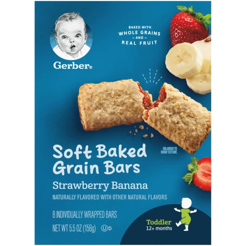 Gerber, Cereal Bars, Strawberry Banana, Toddler, 8 Bars, 5.5 oz (156 g)