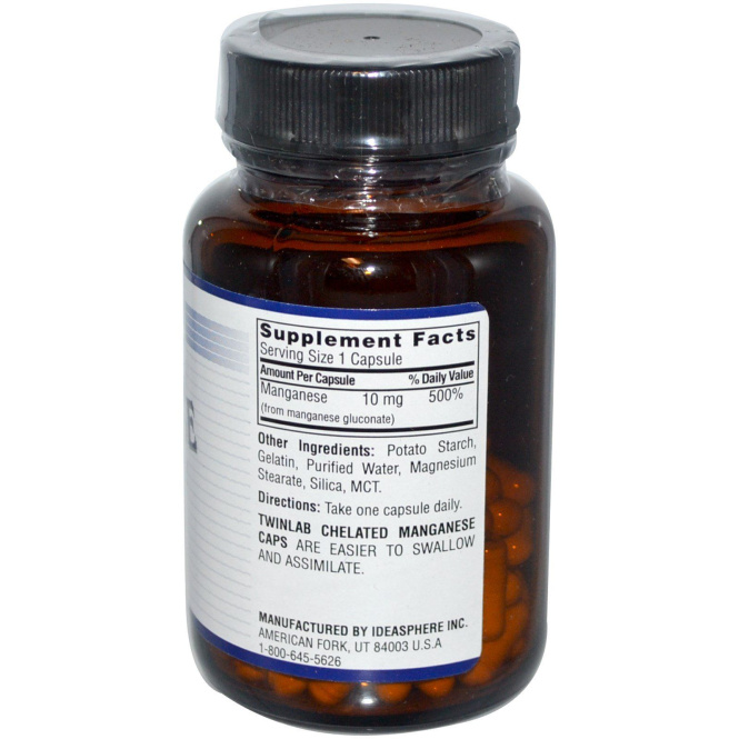 Twinlab, Марганец, 10 мг, 100 капсул