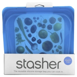 Stasher, Reusable Silicone Food Bag, Sandwich Size/Medium, Blueberry, 15 fl oz (450 ml)