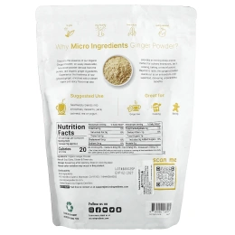 Micro Ingredients, органический порошок из имбиря, 907 г (2 фунта)
