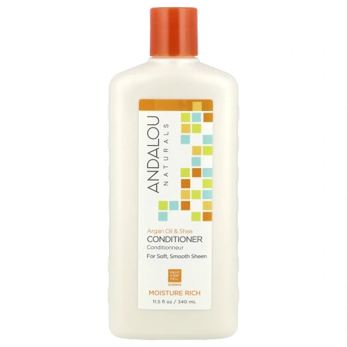 Andalou Naturals, Кондиционер, богатый влагой, для мягкого, гладкого блеска, аргановое масло и ши, 11,5 жидк. унц. (340 мл)