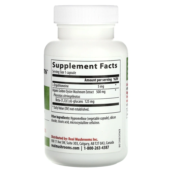 Real Mushrooms, ERGO + L-эрготионеин`` 60 капсул