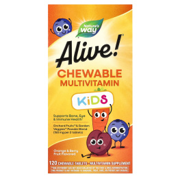 Детские мультивитамины Alive! Nature's Way, вкус апельсина и ягод, 120 жевательных таблеток