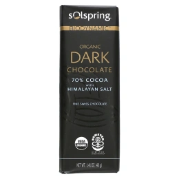Dr. Mercola, Solspring®, Biodynamic®, темный шоколад, 70% какао с гималайской солью, 12 плиток по 40 г (1,41 унции)
