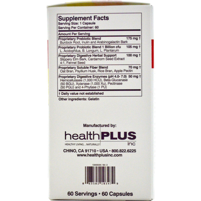 Health Plus, Colon Cleanse MAX, пробиотическая клетчатка, 60 капсул