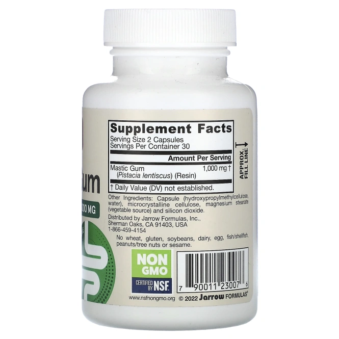 Jarrow Formulas, мастиковая смола, 1000 мг, 60 растительных капсул (500 мг в 1 капсуле)