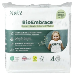 Naty, подгузники BioEmbrace, размер 4, 7-13 кг (15-40 фунтов), 26 подгузников