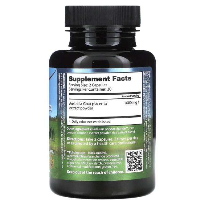 Dragon Herbs, Козья плацента, 500 мг, 60 капсул