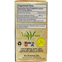 Bio Nutrition, Гарциния камбоджийская, 500 мг, 60 капсул на растительной основе
