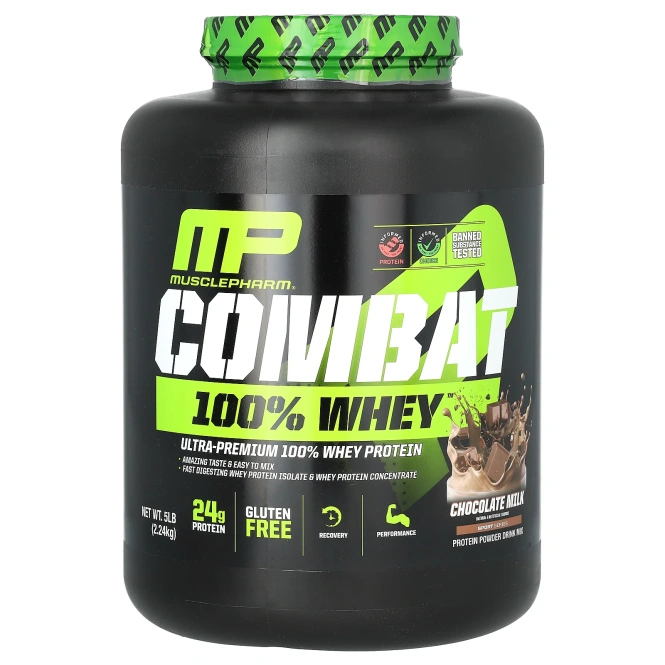 MusclePharm COMBAT 100% WHEY Протеин со вкусом шоколадного молока, 80 унций (2269 г)