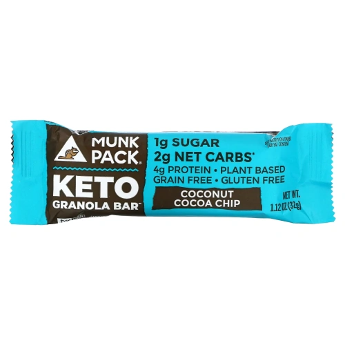 Munk Pack, Keto Granola, кокосовая и какао-крошка, 4 батончика, 32 г (1,12 унции)