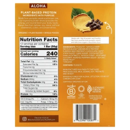 Aloha, Organic Protein Bars, Peanut Butter Chocolate Chip, 12 Bars, 1.98 oz (56 g) Each