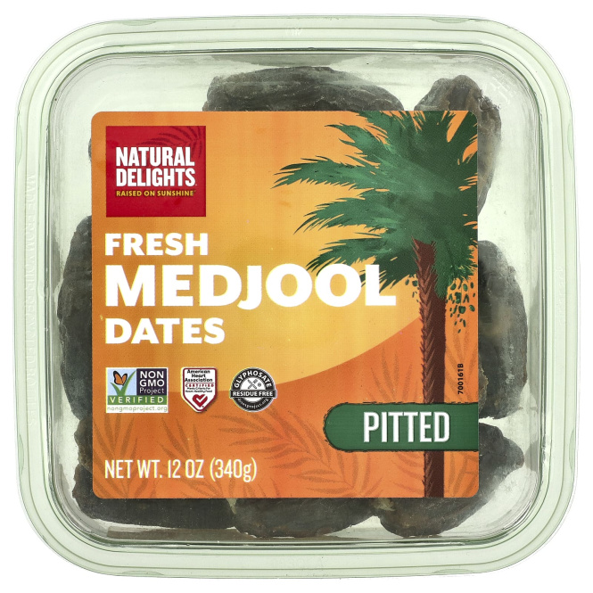 Natural Delights, Свежие финики Medjool, без косточек, 340 г (12 унций)