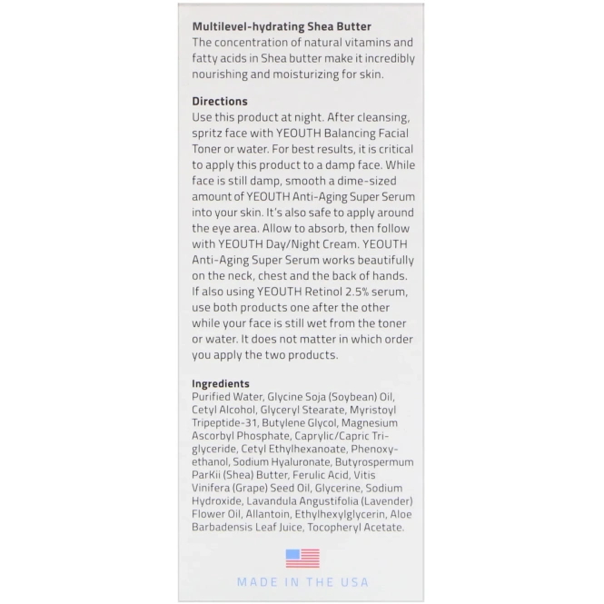 Yeouth, Антивозрастная супер-сыворотка, 1 ж. унц.(30 мл)