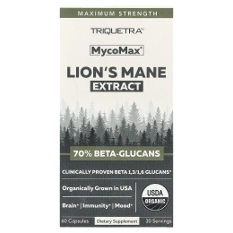 Triquetra Health, MycoMax®, экстракт ежовика гребенчатого, максимальная сила действия, 60 капсул (250 мг в 1 капсуле)