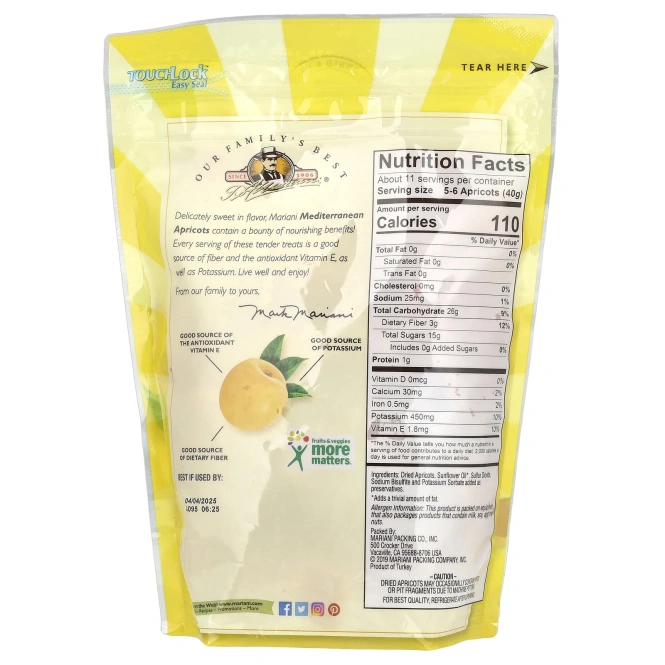 Mariani, Средиземноморские абрикосы, 454 г (16 унций)