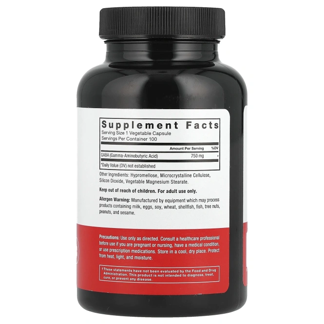 Force Factor, GABA, 750 mg, 100 Vegetable Capsules