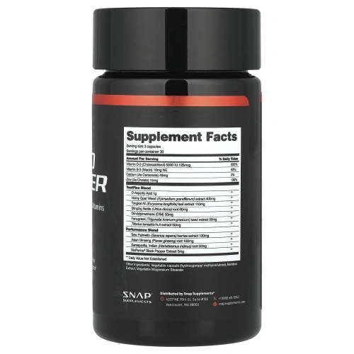 Snap Supplements, Testo Booster, 90 капсул