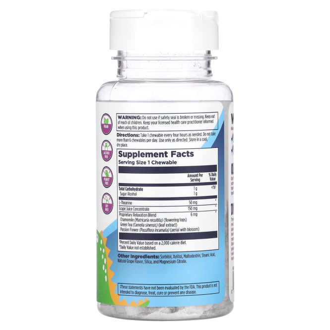 KAL, Динозавры, Relax-a-Saurus, L-теанин, виноград, 30 жевательных таблеток