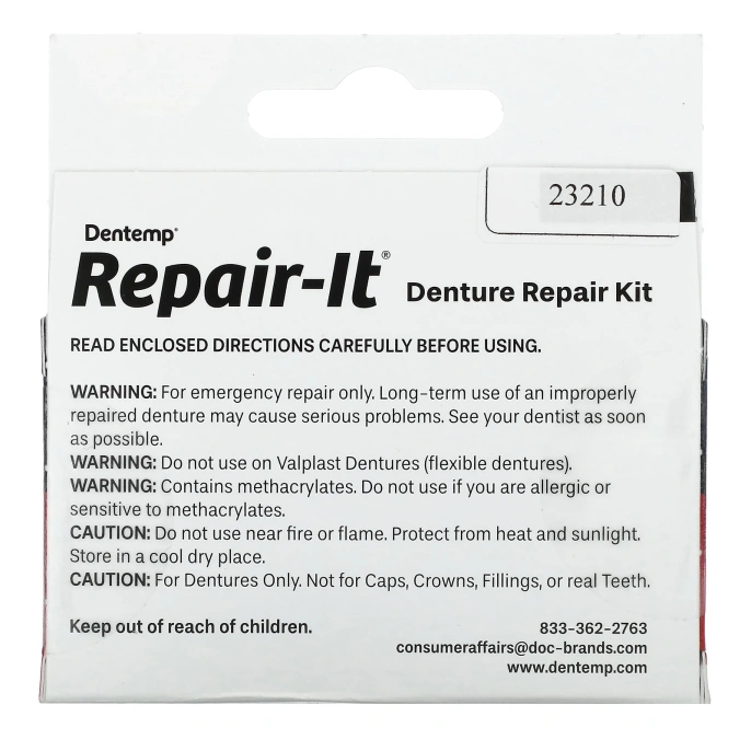 Dentemp, Repair-It, Denture Repair Kit, 3 Repairs
